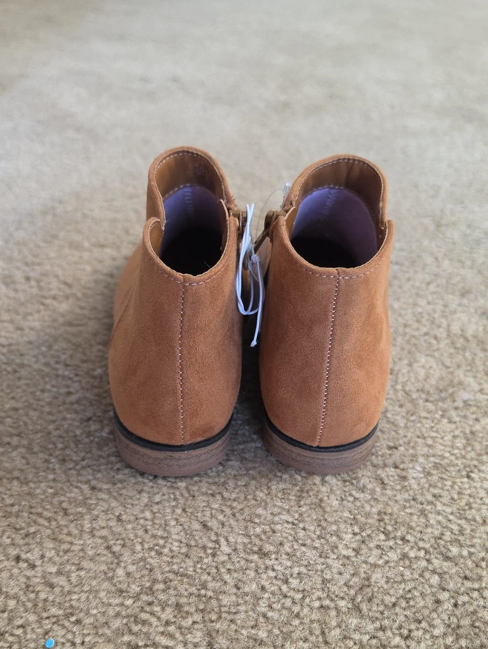 Girls Tan Ankle Opal Zipper Boots - Cat & Jack Cognac Size 1